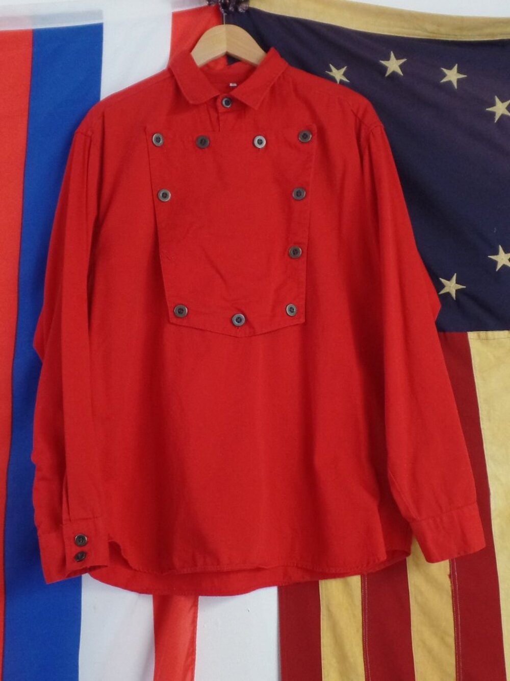 Vintage Wah Maker Frontier Western Bib Popover Shirt LARGE RED